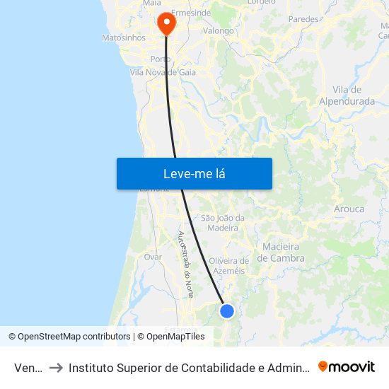 Vendas to Instituto Superior de Contabilidade e Administração do Porto map
