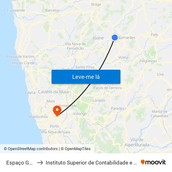 Espaço Guimarães to Instituto Superior de Contabilidade e Administração do Porto map