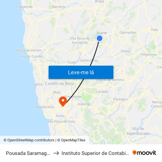 Pousada Saramagos (Riopele) | Correios to Instituto Superior de Contabilidade e Administração do Porto map