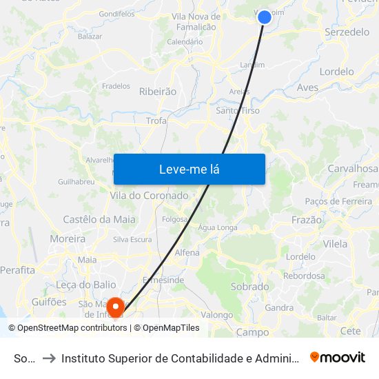 Souto to Instituto Superior de Contabilidade e Administração do Porto map