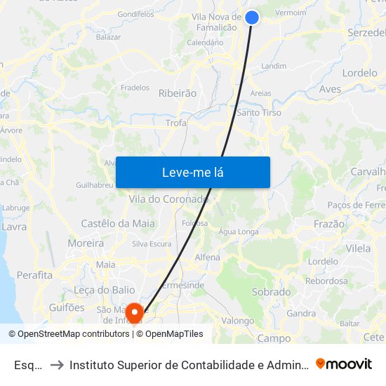 Esquivó to Instituto Superior de Contabilidade e Administração do Porto map