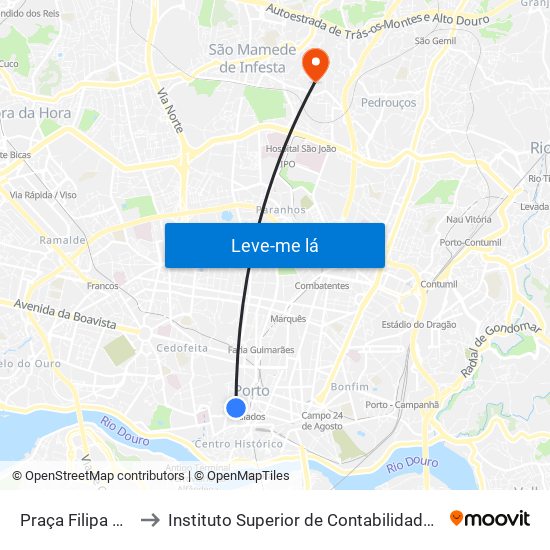 Praça Filipa de Lencastre to Instituto Superior de Contabilidade e Administração do Porto map