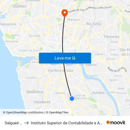 Salgueiro Maia to Instituto Superior de Contabilidade e Administração do Porto map