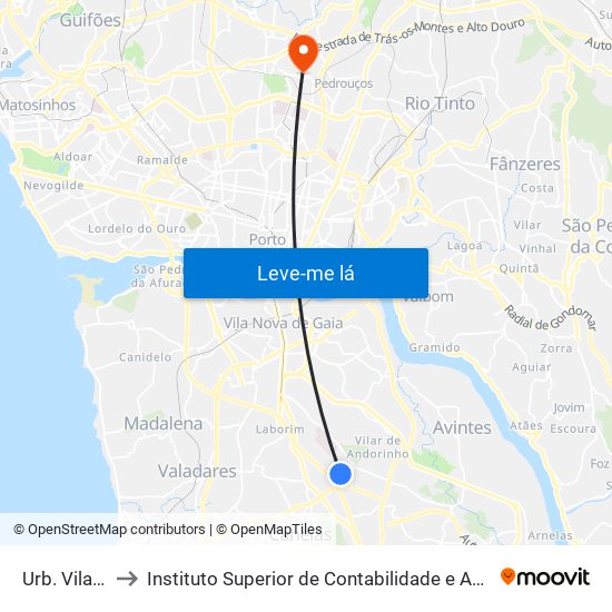 Urb. Vila D'Este to Instituto Superior de Contabilidade e Administração do Porto map