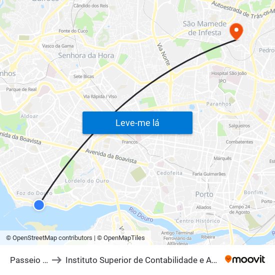 Passeio Alegre to Instituto Superior de Contabilidade e Administração do Porto map