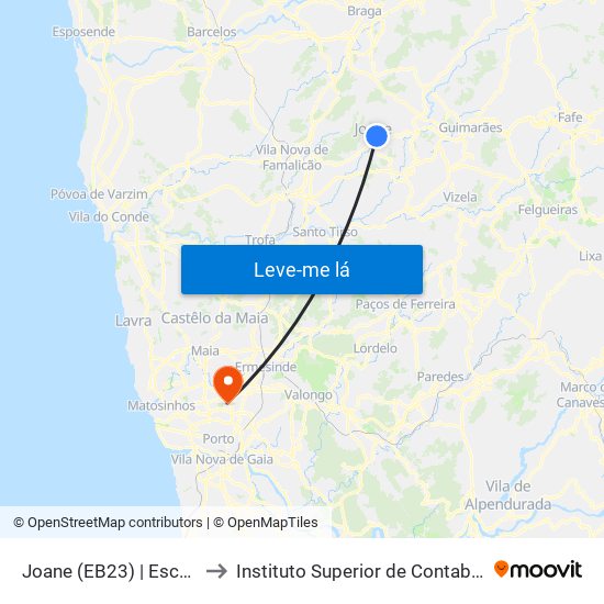 Joane (EB23) | Escola Bernardino Machado to Instituto Superior de Contabilidade e Administração do Porto map