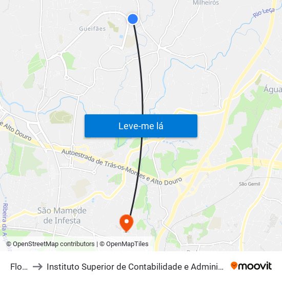 Flores to Instituto Superior de Contabilidade e Administração do Porto map