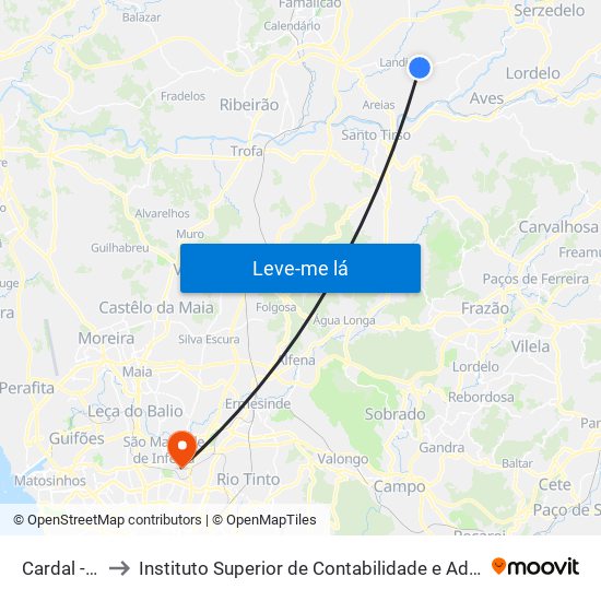 Cardal - Bente to Instituto Superior de Contabilidade e Administração do Porto map