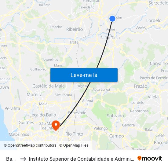 Badina to Instituto Superior de Contabilidade e Administração do Porto map