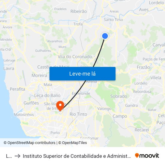 Lidl to Instituto Superior de Contabilidade e Administração do Porto map