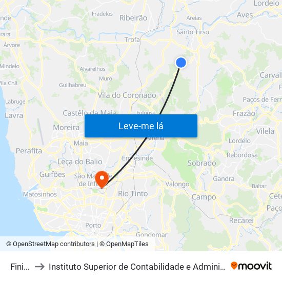 Finieco to Instituto Superior de Contabilidade e Administração do Porto map