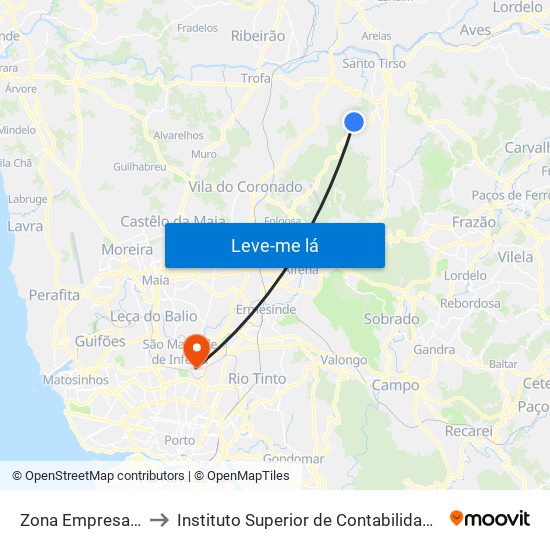 Zona Empresarial da Ermida to Instituto Superior de Contabilidade e Administração do Porto map