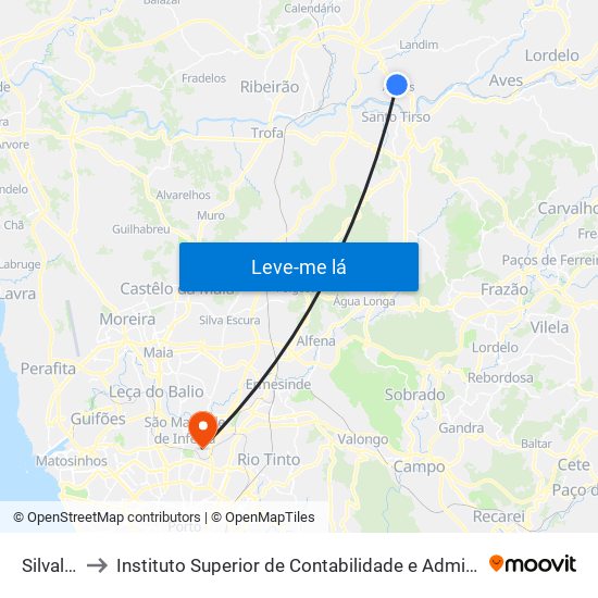 Silvalde 2 to Instituto Superior de Contabilidade e Administração do Porto map