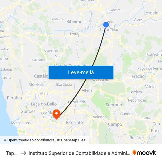 Tapada to Instituto Superior de Contabilidade e Administração do Porto map