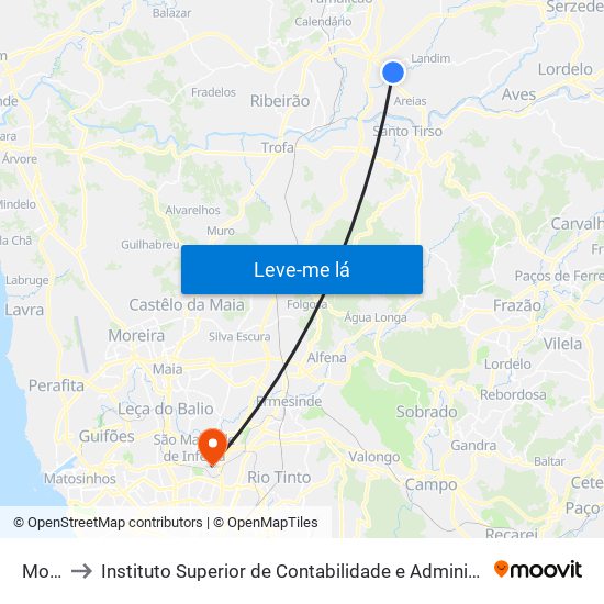 Monte to Instituto Superior de Contabilidade e Administração do Porto map