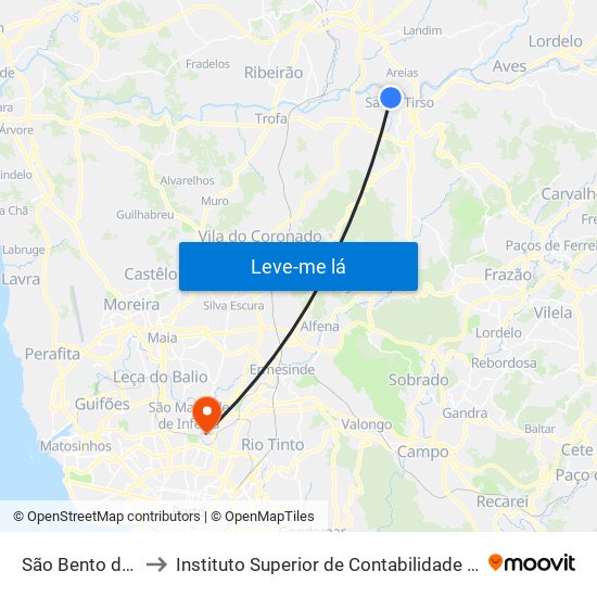 São Bento da Batalha 1 to Instituto Superior de Contabilidade e Administração do Porto map