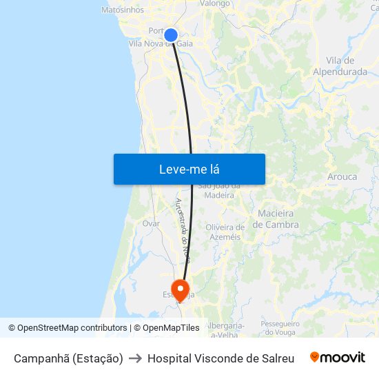 Campanhã (Estação) to Hospital Visconde de Salreu map