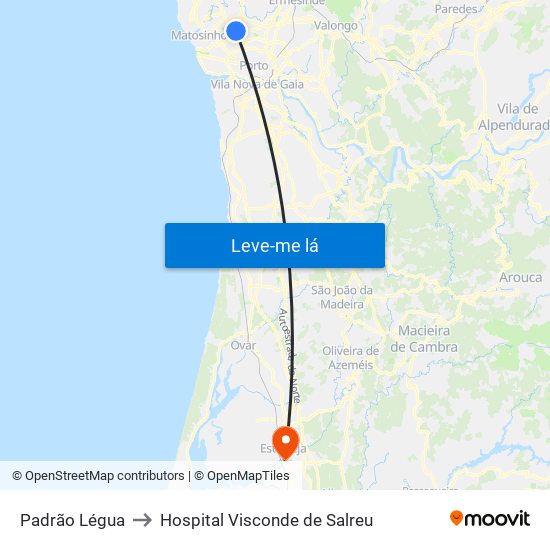 Padrão Légua to Hospital Visconde de Salreu map