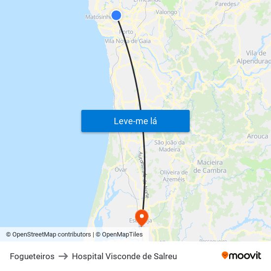 Fogueteiros to Hospital Visconde de Salreu map