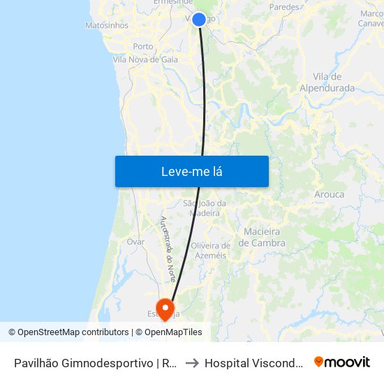 Pavilhão Gimnodesportivo | Ramalho Ortigão to Hospital Visconde de Salreu map