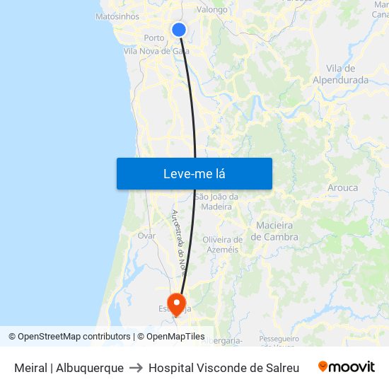 Meiral | Albuquerque to Hospital Visconde de Salreu map