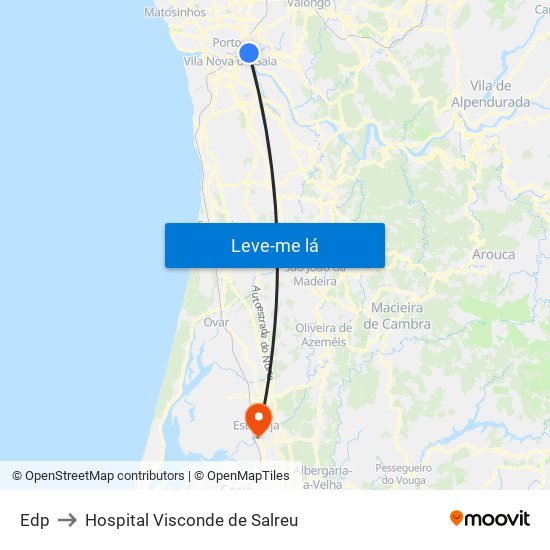 Edp to Hospital Visconde de Salreu map