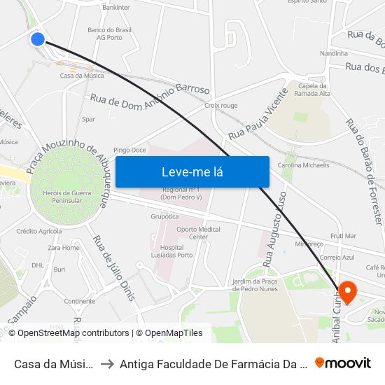 Casa da Música (Metro) to Antiga Faculdade De Farmácia Da Universidade Do Porto map