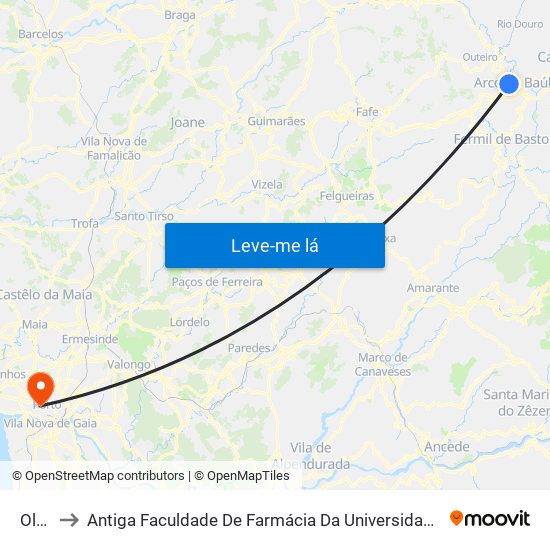 Olela to Antiga Faculdade De Farmácia Da Universidade Do Porto map