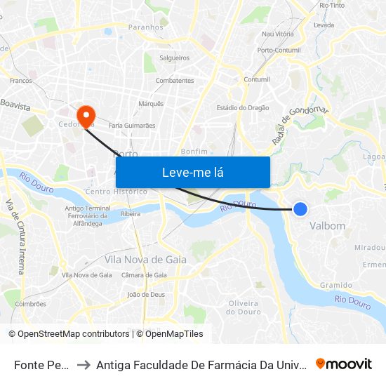 Fonte Pedrinha to Antiga Faculdade De Farmácia Da Universidade Do Porto map