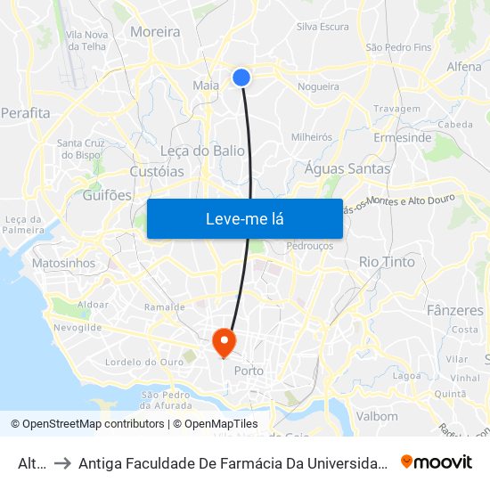 Altos to Antiga Faculdade De Farmácia Da Universidade Do Porto map