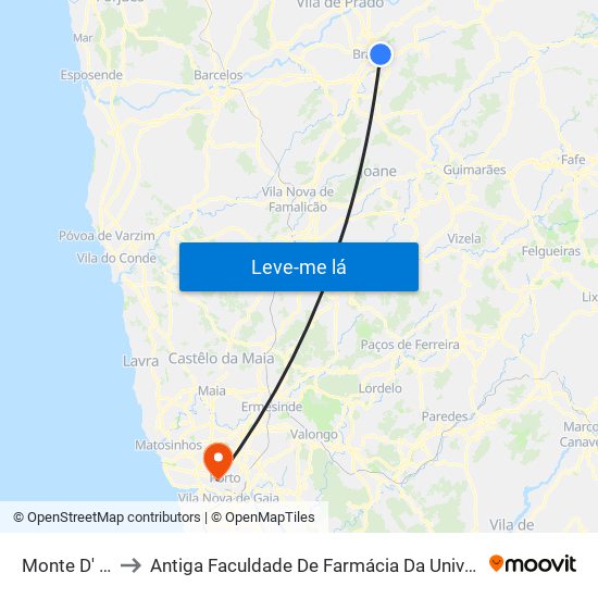 Monte D' Arcos to Antiga Faculdade De Farmácia Da Universidade Do Porto map