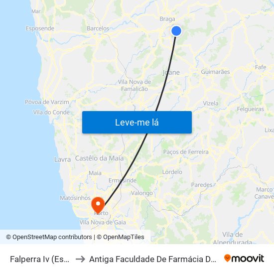 Falperra Iv (Espírito Santo) to Antiga Faculdade De Farmácia Da Universidade Do Porto map