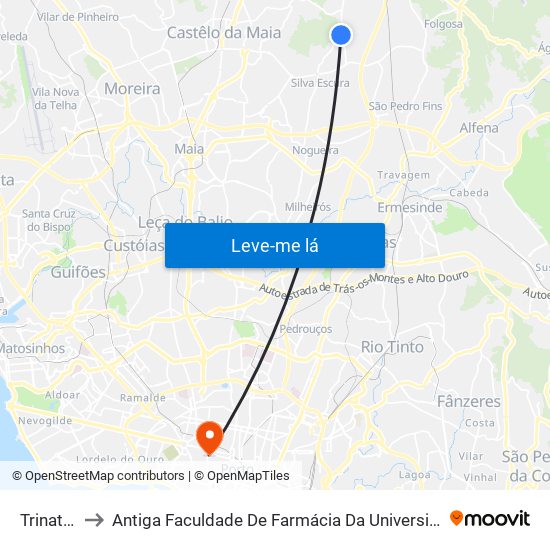 Trinaterra to Antiga Faculdade De Farmácia Da Universidade Do Porto map