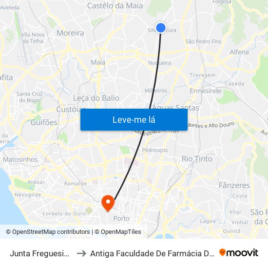 Junta Freguesia Silva Escura to Antiga Faculdade De Farmácia Da Universidade Do Porto map