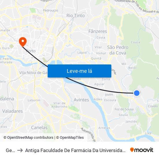 Gens to Antiga Faculdade De Farmácia Da Universidade Do Porto map