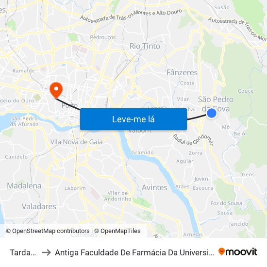 Tardariz 1 to Antiga Faculdade De Farmácia Da Universidade Do Porto map