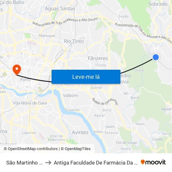 São Martinho do Campo to Antiga Faculdade De Farmácia Da Universidade Do Porto map