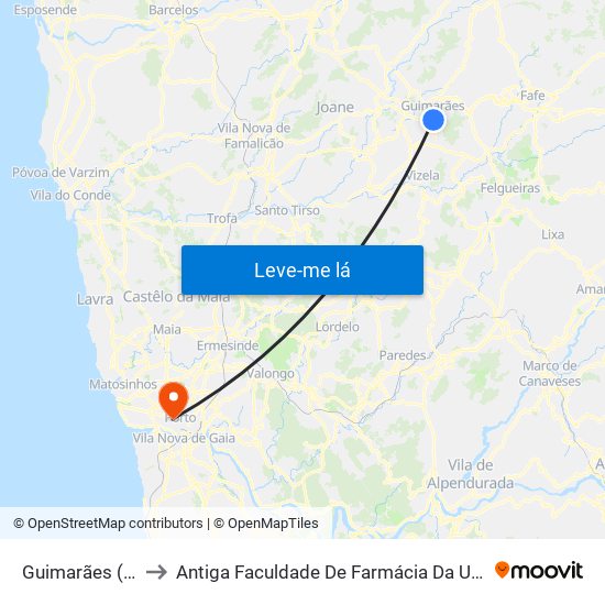 Guimarães (Estação) to Antiga Faculdade De Farmácia Da Universidade Do Porto map