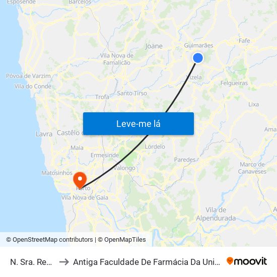 N. Sra. Remédios to Antiga Faculdade De Farmácia Da Universidade Do Porto map