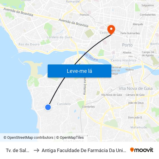 Tv. de Salgueiros to Antiga Faculdade De Farmácia Da Universidade Do Porto map