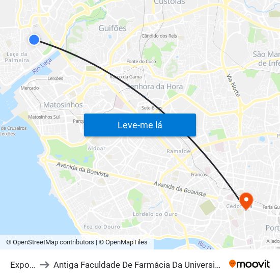 Exponor to Antiga Faculdade De Farmácia Da Universidade Do Porto map