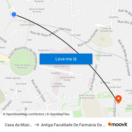 Casa da Música (Metro) to Antiga Faculdade De Farmácia Da Universidade Do Porto map