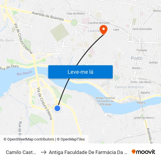 Camilo Castelo Branco to Antiga Faculdade De Farmácia Da Universidade Do Porto map