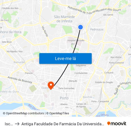 Iscap to Antiga Faculdade De Farmácia Da Universidade Do Porto map