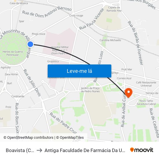 Boavista (Correios) to Antiga Faculdade De Farmácia Da Universidade Do Porto map