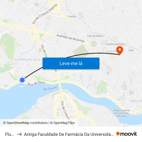 Fluvial to Antiga Faculdade De Farmácia Da Universidade Do Porto map