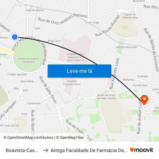 Boavista-Casa da Música to Antiga Faculdade De Farmácia Da Universidade Do Porto map
