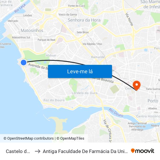 Castelo do Queijo to Antiga Faculdade De Farmácia Da Universidade Do Porto map