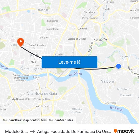 Modelo S. Cosme to Antiga Faculdade De Farmácia Da Universidade Do Porto map