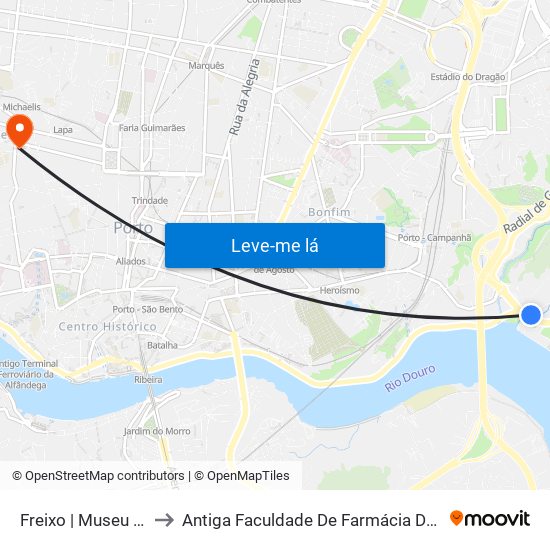 Freixo | Museu Da Imprensa to Antiga Faculdade De Farmácia Da Universidade Do Porto map